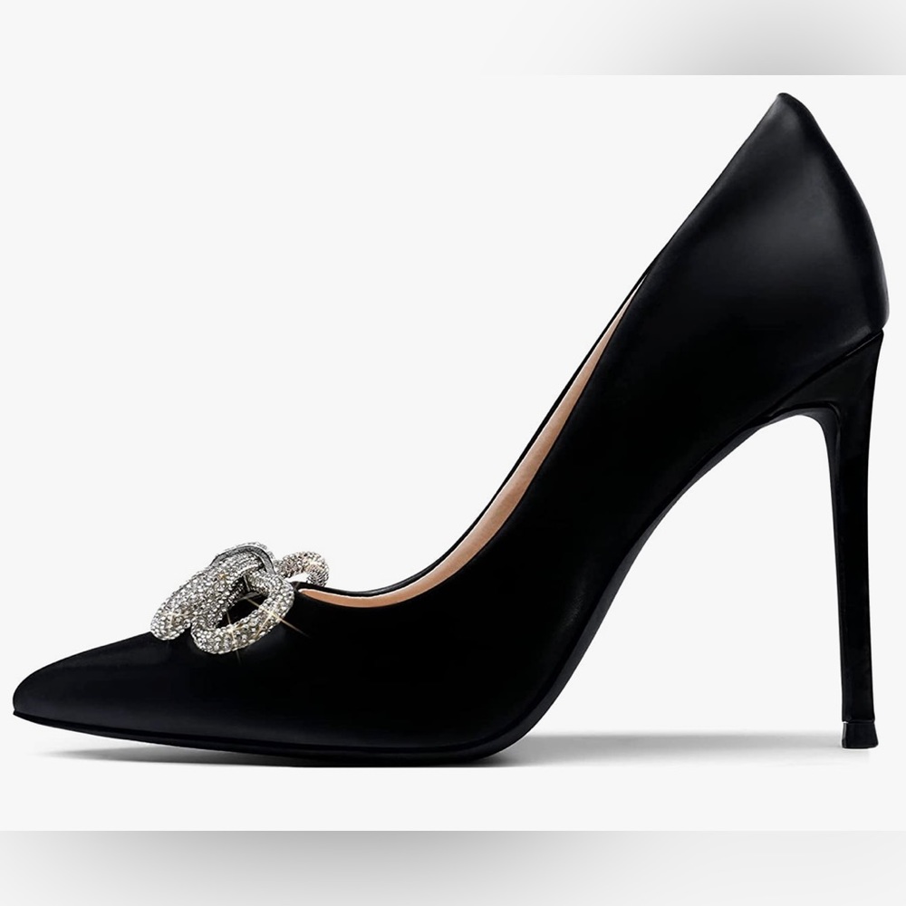 Classic Pointed Closed Toe Heels Sexy Sparkly Rhinestone Stiletto Pumps